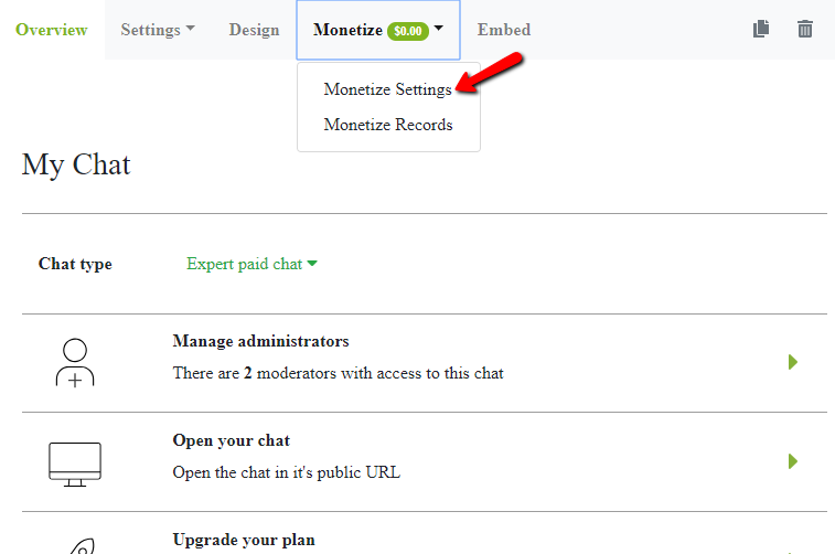 paid click monetize settings