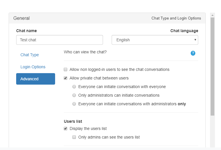 private chat options