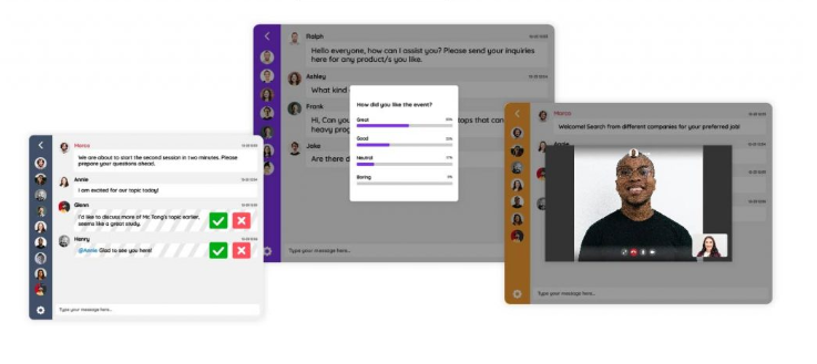 chat rooms features including polls and video calls