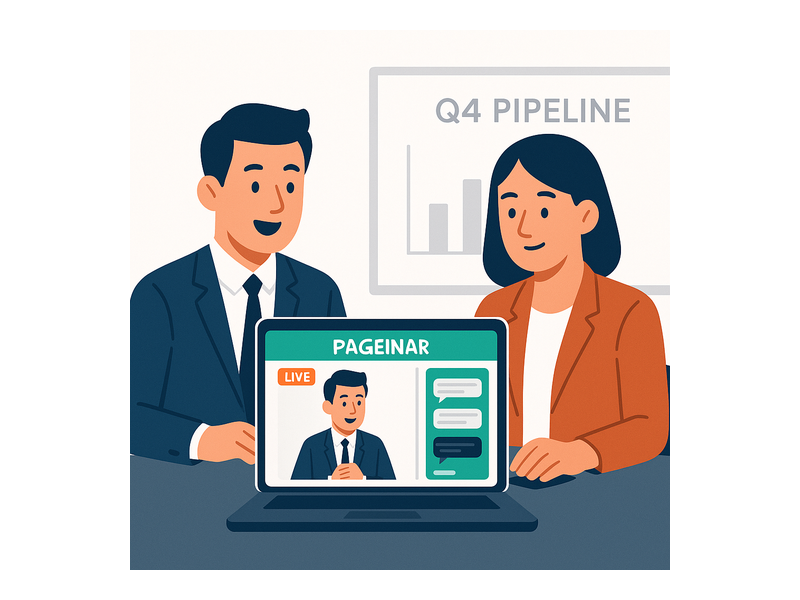 sales team running a live demo with sales webinar software