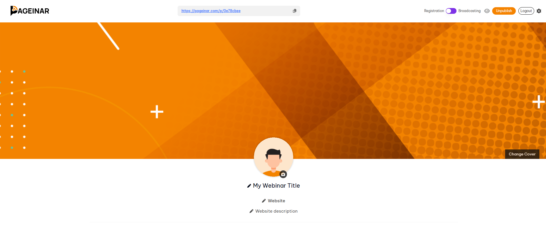 how to navigate the Pageinar dashboard - main broadcast page overview