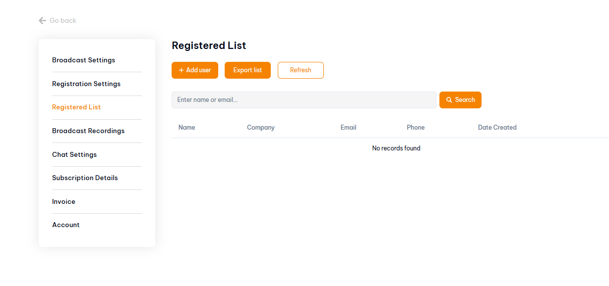 how to refresh registration data in Pageinar - Registered List refresh button